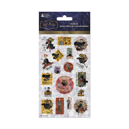 Pack of Harry Potter-themed stickers with various designs on a white background.