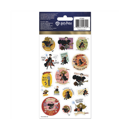 Pack of Harry Potter-themed stickers with various designs on a white background