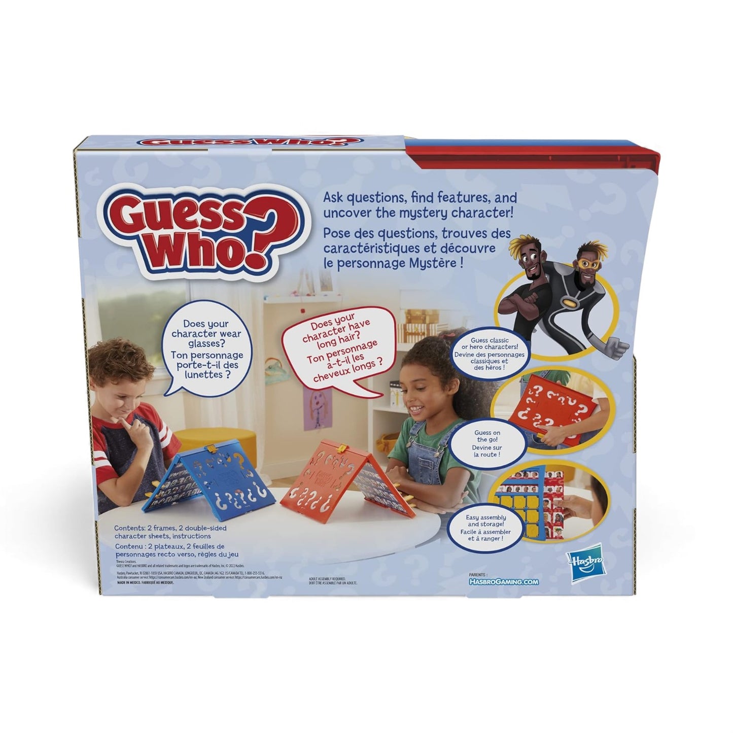 Guess Who? game box with two children playing on a white background