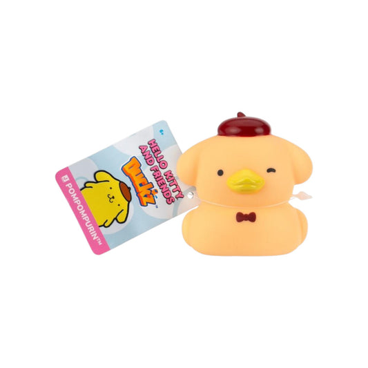 Hello Kitty and Friends Duckz Pompompurin 2-inch figure, a stylized yellow duck mashup wearing a brown beret.