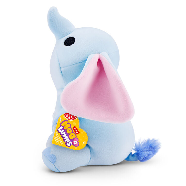 Elliot Elephant baby-size weighted plush toy by ZURU featuring a soft blue body and large pink-lined ears.