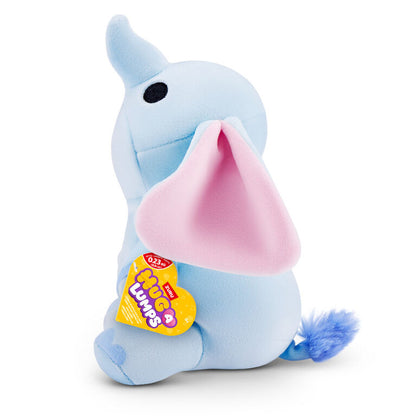 Elliot Elephant baby-size weighted plush toy by ZURU featuring a soft blue body and large pink-lined ears.