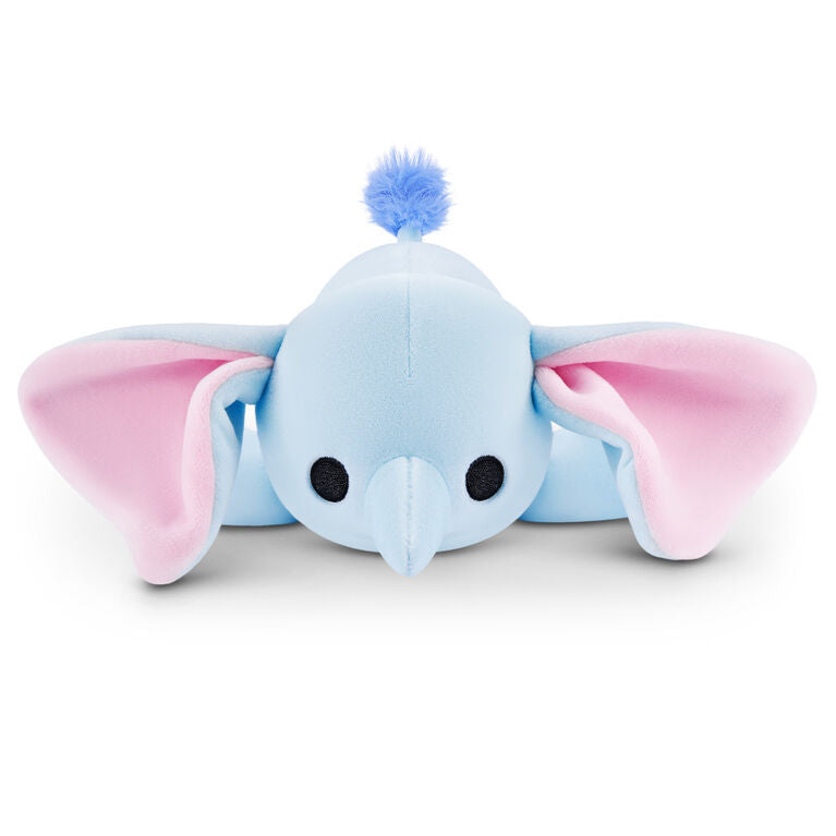 Elliot Elephant baby-size weighted plush toy by ZURU featuring a soft blue body and large pink-lined ears.