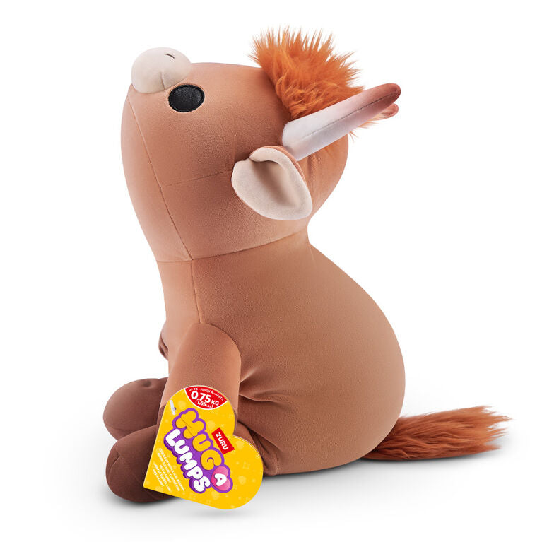 Holly the Highland Cow small weighted plush toy by ZURU featuring shaggy orange hair and soft tan fur.