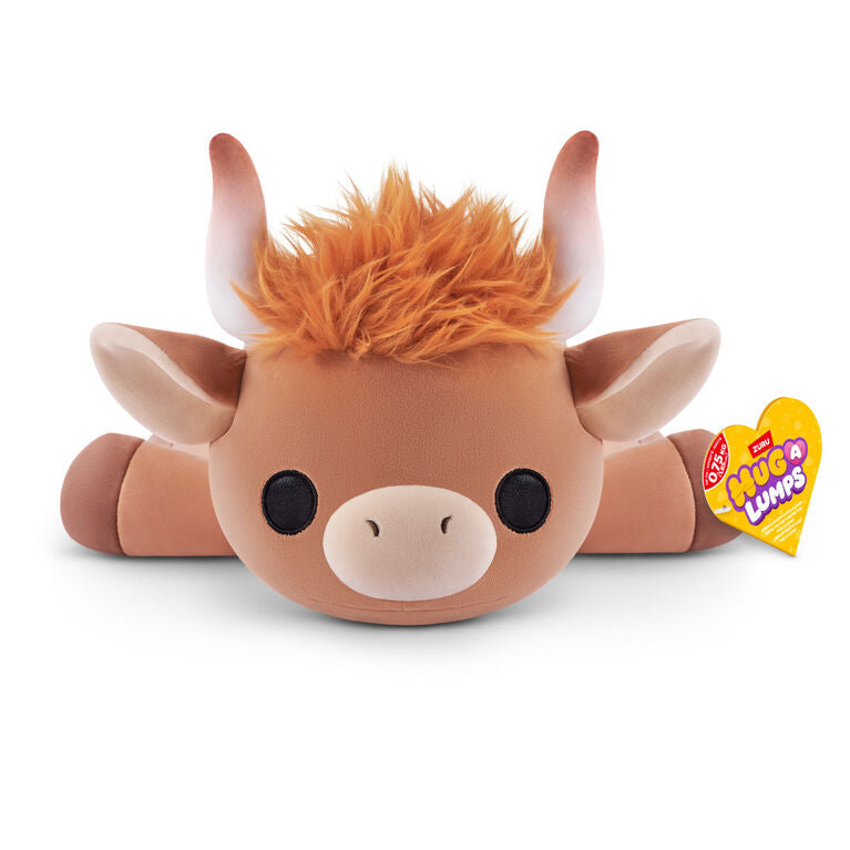 Holly the Highland Cow small weighted plush toy by ZURU featuring shaggy orange hair and soft tan fur.