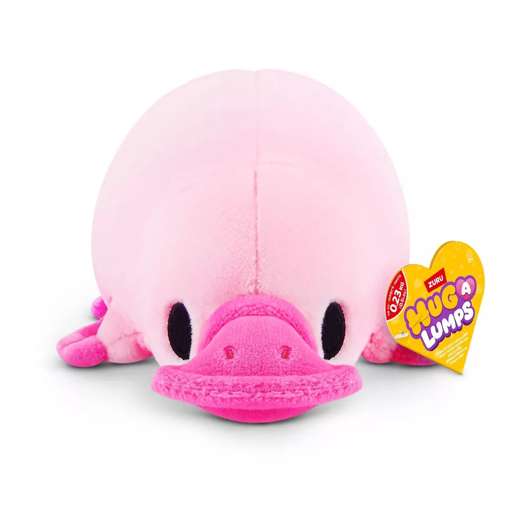 Perry the Platypus baby-size weighted plush toy by ZURU featuring a soft pink body and bright fuchsia bill.