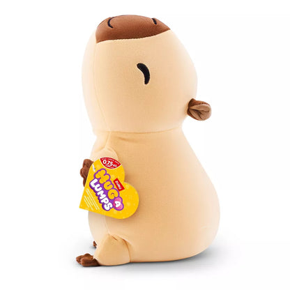 Small Hug-A-Lumps Series 2 Capybara weighted plush toy by ZURU featuring a cute brown face and super-soft fabric.