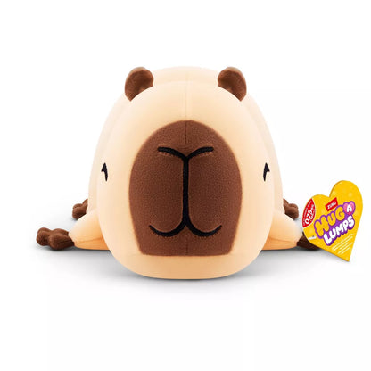 Small Hug-A-Lumps Series 2 Capybara weighted plush toy by ZURU featuring a cute brown face and super-soft fabric.