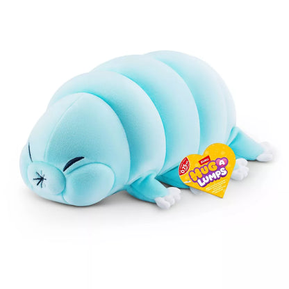 Small Hug-A-Lumps Series 2 Sea Bear (Water Bear) weighted plush toy by ZURU featuring a soft blue body and segmented sensory texture.