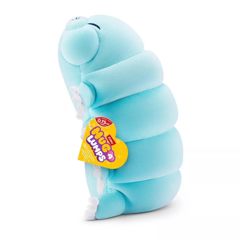 Small Hug-A-Lumps Series 2 Sea Bear (Water Bear) weighted plush toy by ZURU featuring a soft blue body and segmented sensory texture.