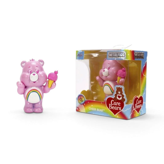 Jada Toys Metalfigs Care Bears Cheer Bear 2.5-inch die-cast metal figure in pink with a rainbow belly badge.