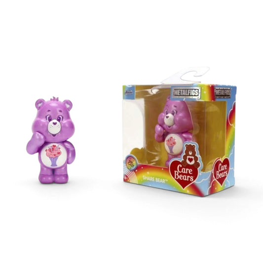 Jada Toys Metalfigs Care Bears Share Bear 2.5-inch die-cast metal figure in purple with a milkshake belly badge.