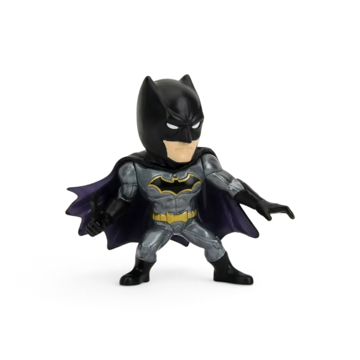 Jada Toys Metalfigs DC Batman 2.5-inch die-cast metal figure in a grey and black suit holding a batarang.