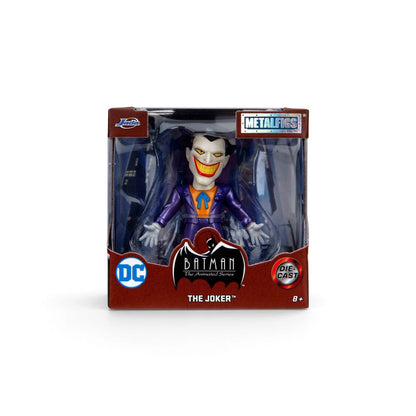 Batman The Animated Series The Joker die-cast metal figure in its original window box packaging, featuring the DC logo and Batman branding.
