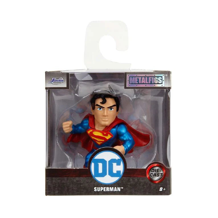 Jada Toys Metalfigs DC Wave 2 Superman 2.5-inch die-cast metal figure in his classic blue suit and red cape posing with his fist forward.
