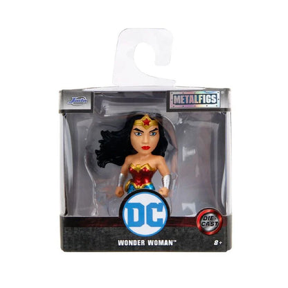 DC Metalfigs Wonder Woman die-cast action figure in its original retail packaging, featuring a clear plastic window box with a hanging tab.