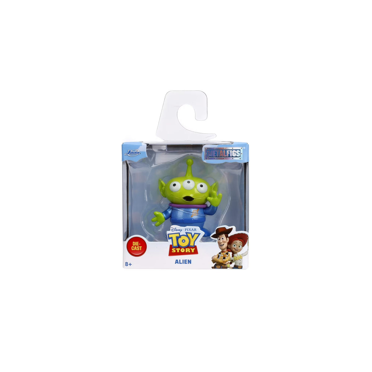 Jada Toys Metalfigs Disney Pixar Toy Story Wave 1 Alien 2.5-inch die-cast metal figure in a blue space suit with three eyes.