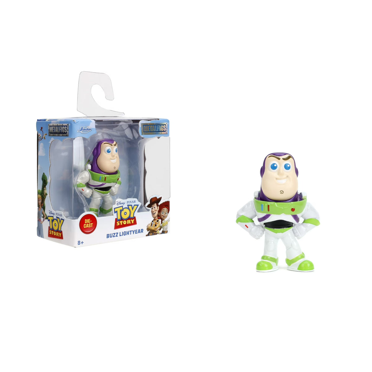 Jada Toys Metalfigs Disney Pixar Toy Story Wave 1 Buzz Lightyear 2.5-inch die-cast metal figure in his white, green, and purple Space Ranger suit.