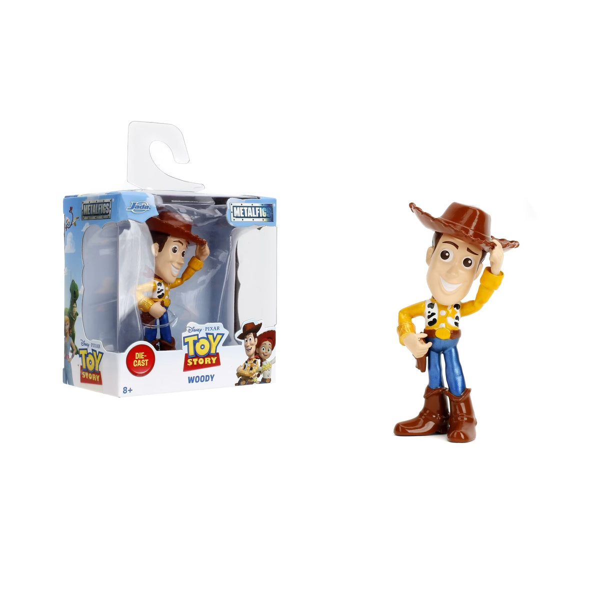 Jada Toys Metalfigs Disney Pixar Toy Story Wave 1 Woody 2.5-inch die-cast metal figure tipping his cowboy hat.