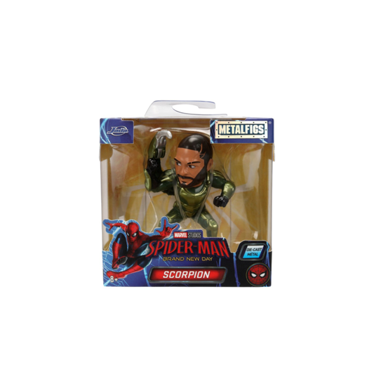 Jada Toys Metalfigs Marvel Wave 6 Spider-Man Brand New Day Scorpion 2.5-inch die-cast metal figure in a unique action pose.