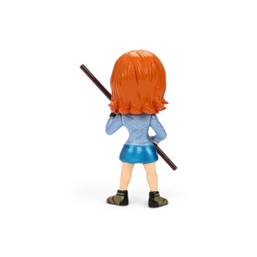 Jada Toys Metalfigs Netflix One Piece Nami 2.5-inch die-cast metal figure holding a staff in her live-action series appearance on a white background.