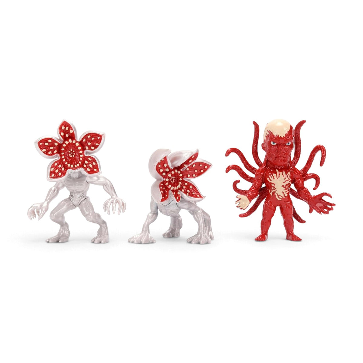Three Jada Toys Metalfigs Stranger Things 2.5-inch die-cast metal figures with a glossy finish.