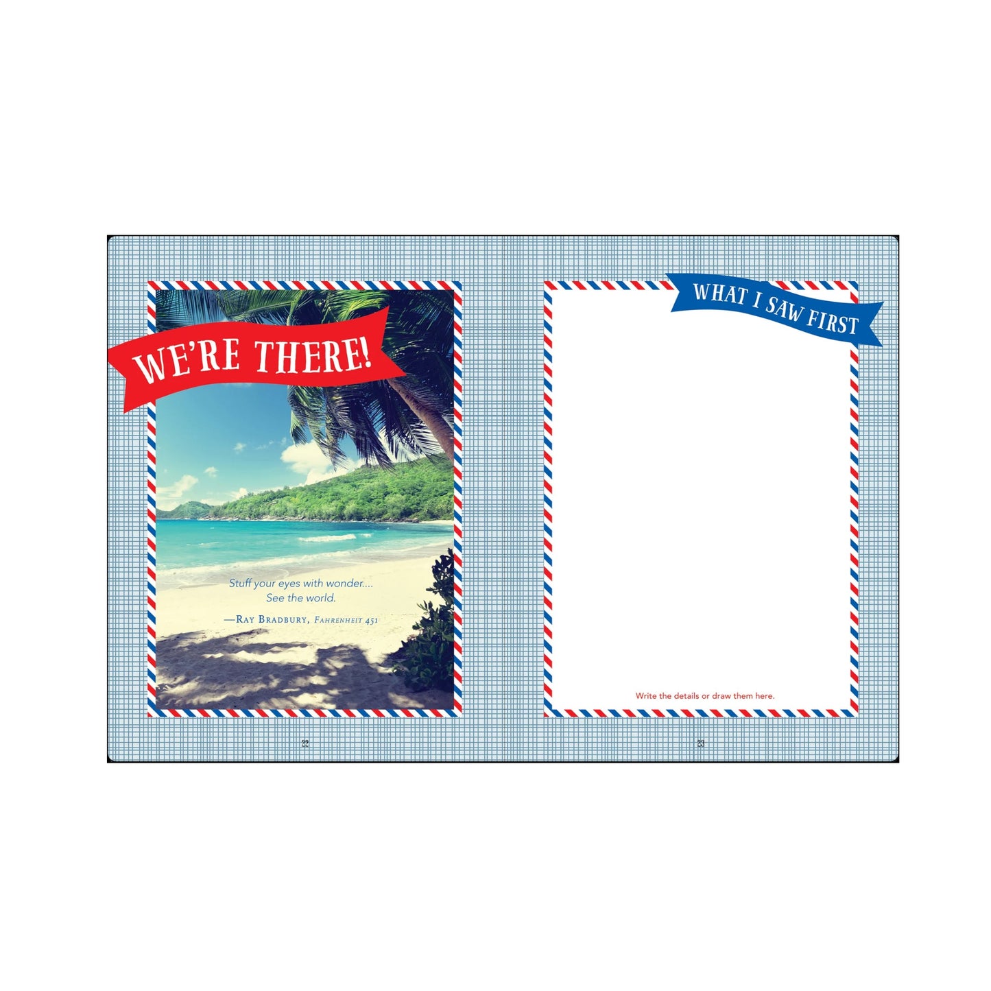 Kids' Travel Journal featuring a globe-themed hardcover and a red elastic band.