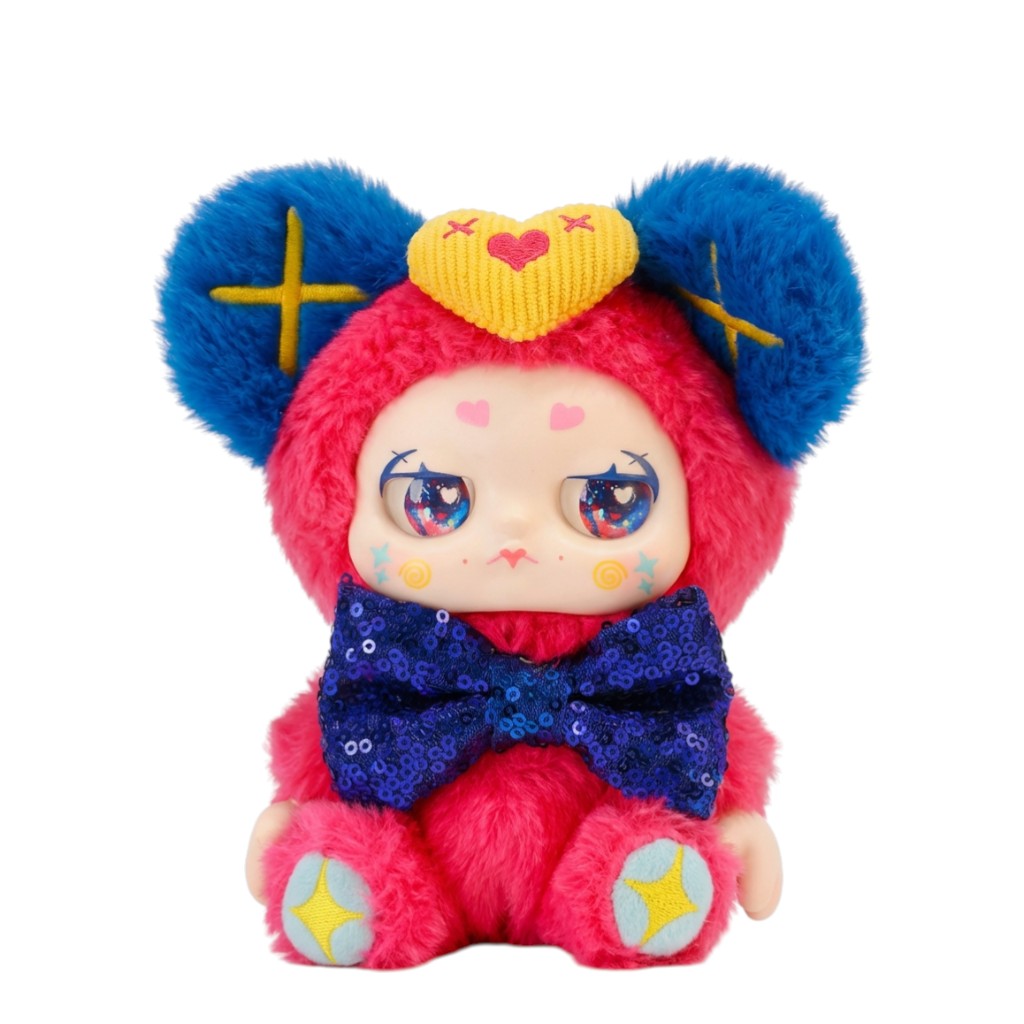 Kimmon God’s Era Series plush pendant with blue ears and a pink body on a white background