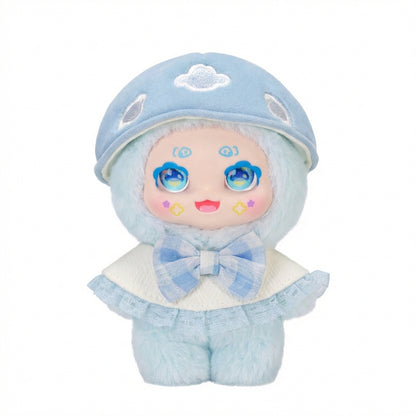 Kimmon Camouflage Rhapsody plush pendant with a blue outfit and cloud-shaped hat on a white background