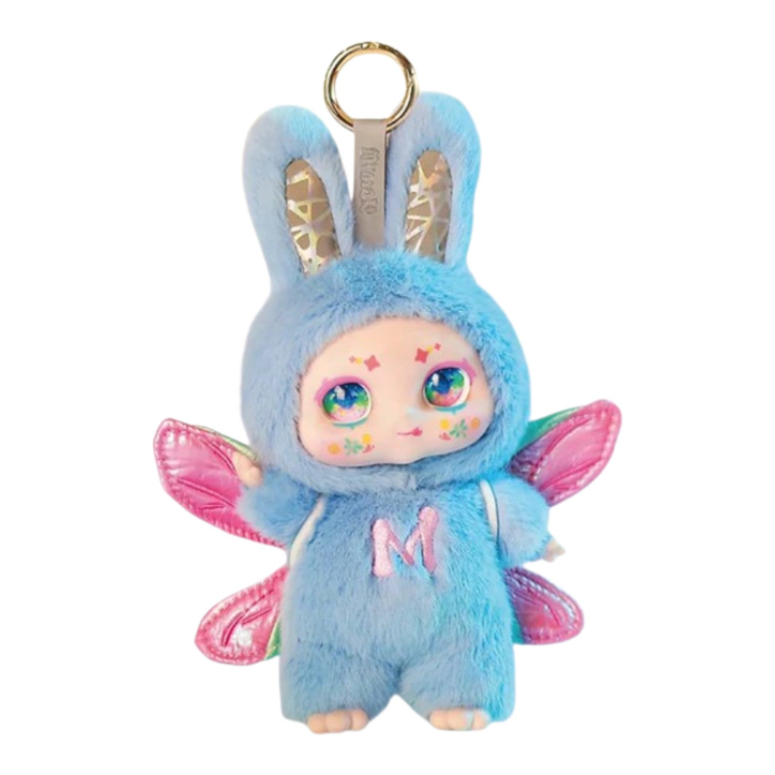Kimmon Mimon Dream Maker Plush Doll 6-inch Blue plush toy with butterfly wings and a keychain on a white background
