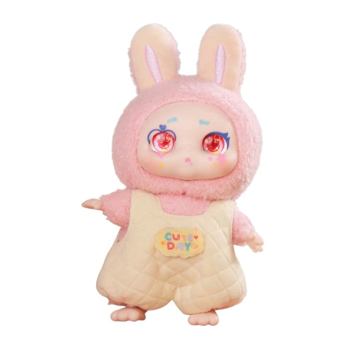 Kimmon Mimon Plush Doll – Available from Canadian stock at ReChild.ca with pink bunny ears and a 'Cute Day' outfit on a white background
