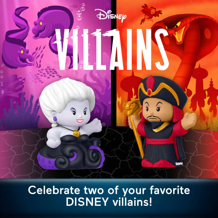 Little People Collector Disney Villains special edition figure set featuring Jafar and Ursula in a decorative window box.