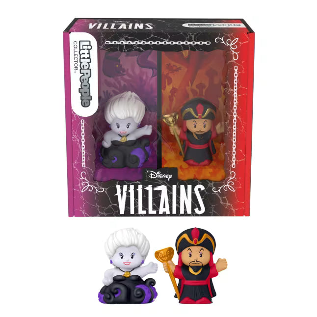 Little People Collector Disney Villains special edition figure set featuring Jafar and Ursula in a decorative window box.