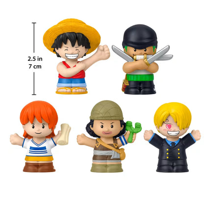 Little People Collector ONE PIECE special edition figure set featuring Luffy, Zoro, Nami, Usopp, and Sanji in a Going Merry window box.