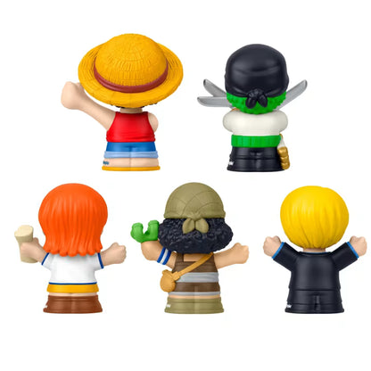 Little People Collector ONE PIECE special edition figure set featuring Luffy, Zoro, Nami, Usopp, and Sanji in a Going Merry window box.