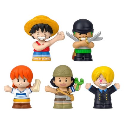 Little People Collector ONE PIECE special edition figure set featuring Luffy, Zoro, Nami, Usopp, and Sanji in a Going Merry window box.