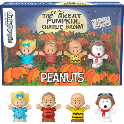 Lottopeoples Peanuts 'It's the Great Pumpkin, Charlie Brown' toy set in its original box, with four small character figures displayed in front against a white background.