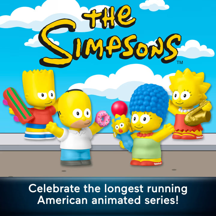 The Simpsons family with a blue sky background and text celebrating the longest running American animated series.