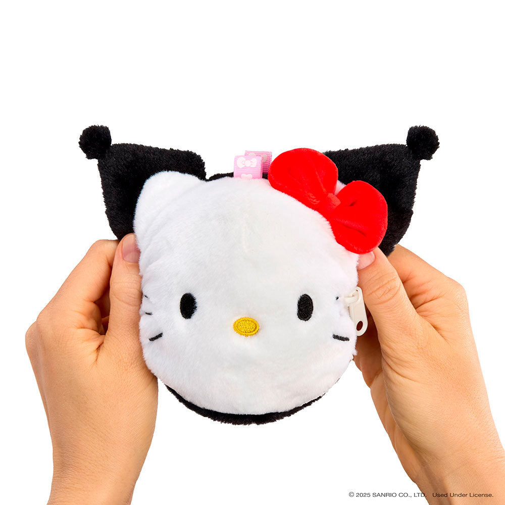 Assortment of L.O.L. Surprise Loves Hello Kitty reversible plush keychains with matching Tot dolls featuring Sanrio characters.