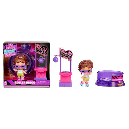 L.O.L. Surprise! Music Festival Furniture Packs featuring Main Stage, Neon Arcade, DJ Booth, and Roller Disco sets with exclusive dolls.