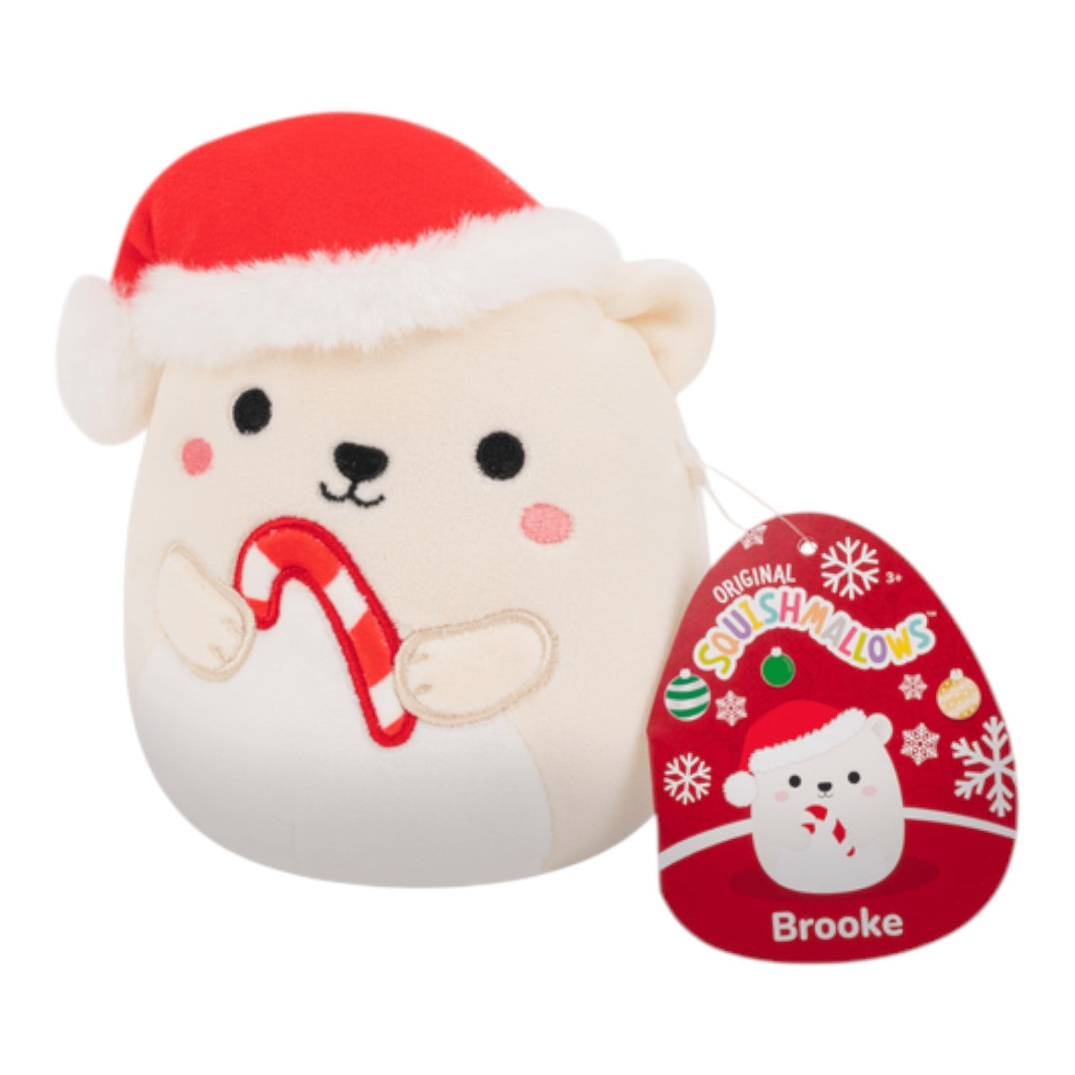 5 inch Holiday Squishmallows 2025 Brooke Polar Bear with Santa Hat and Candy Cane