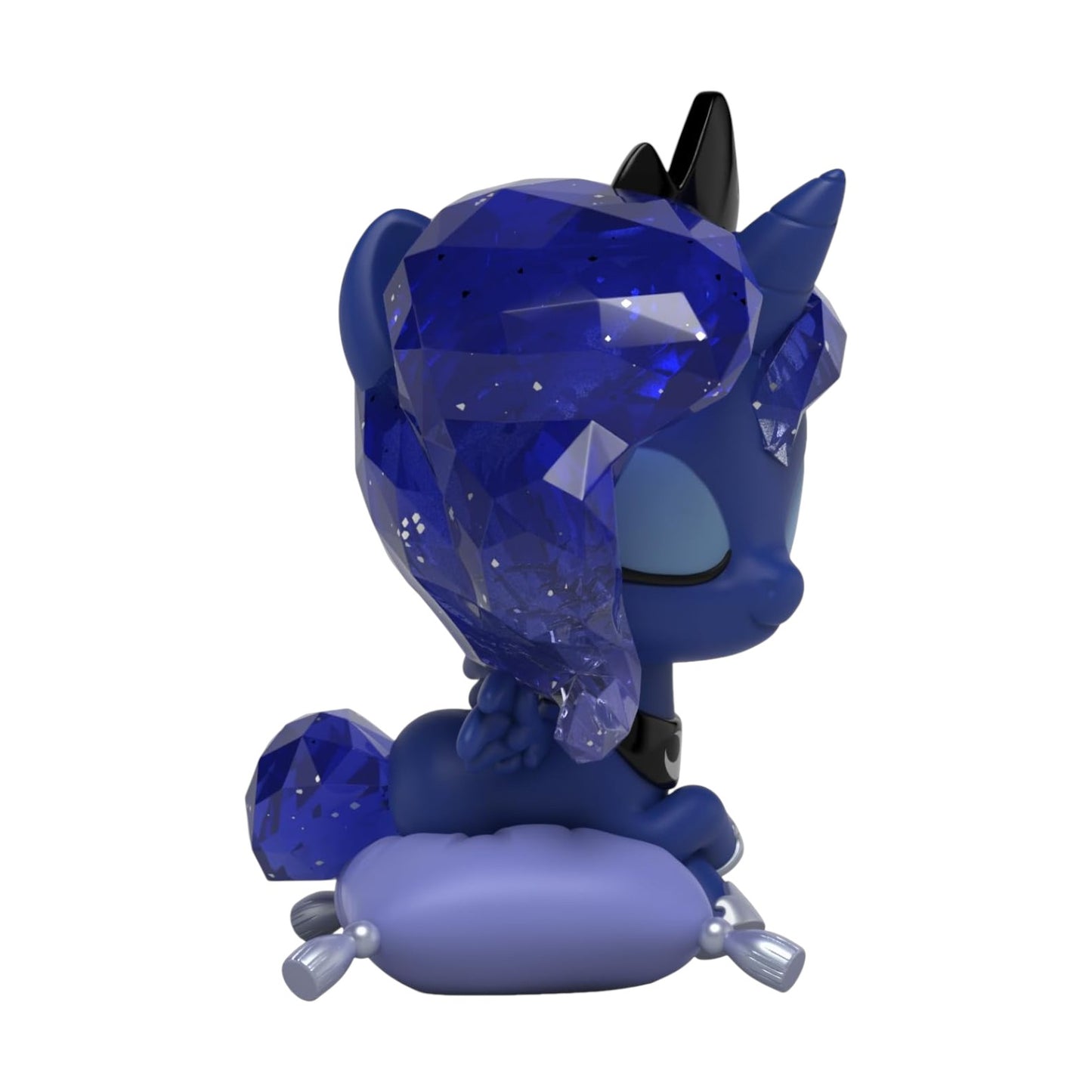 Blue crystal-like figurine on a white background