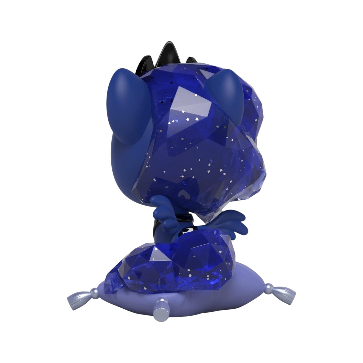 Blue crystal-like figurine on a white background