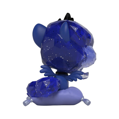 Blue crystal-like figurine on a white background