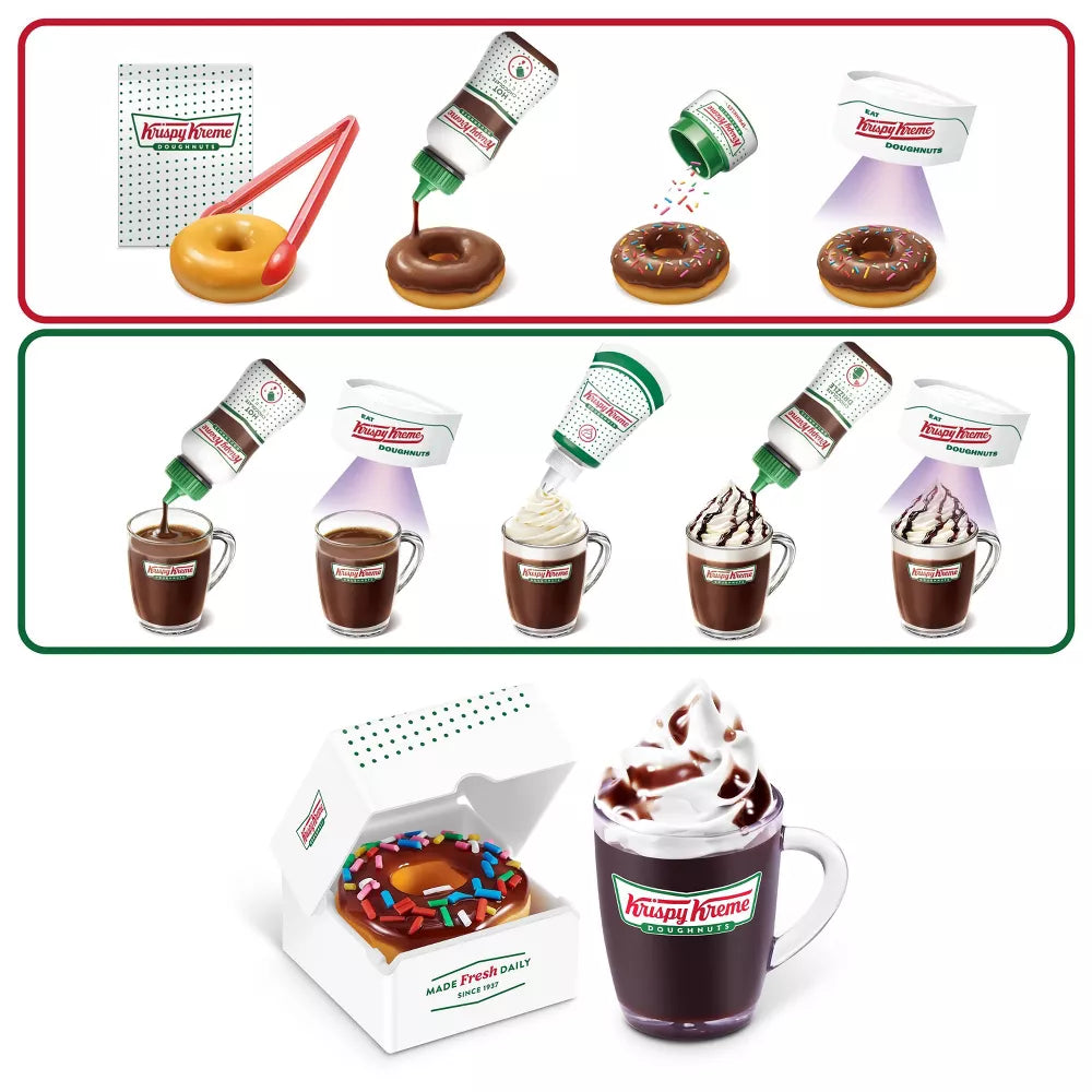 Mini Brands Create Krispy Kreme Series 1 surprise capsule by ZURU featuring miniature DIY doughnut and coffee ingredients.
