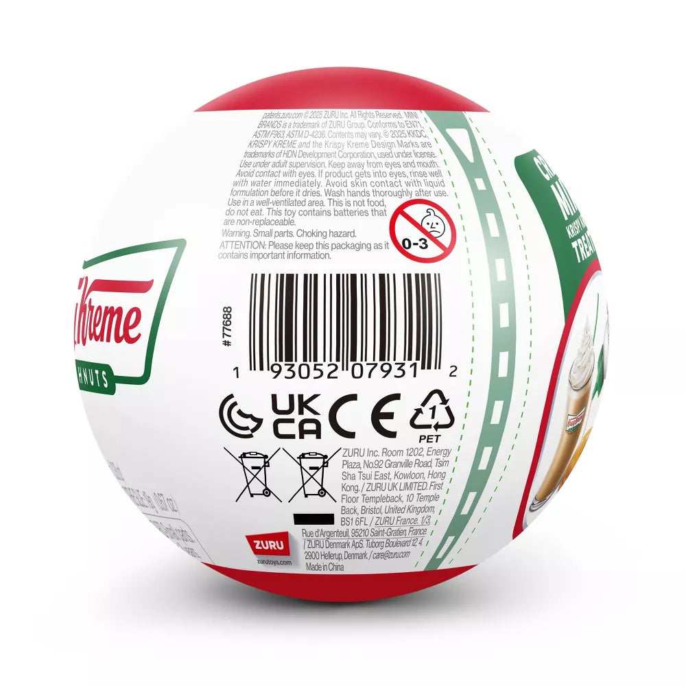 Toy ball with branding and safety information on a white background