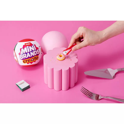 Mini Brands Create Krispy Kreme Series 1 surprise capsule by ZURU featuring miniature DIY doughnut and coffee ingredients.