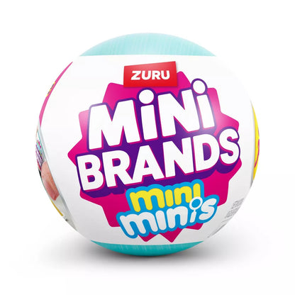 Mini Brands Fill the Fridge Mini Minis Series 1 surprise capsule by ZURU featuring five tiny supermarket food collectibles.