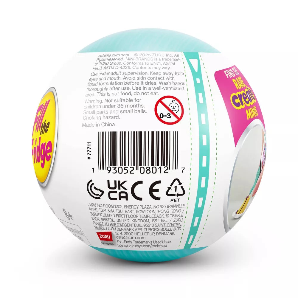 Back view of a Zuru ball with branding and safety information on a white background