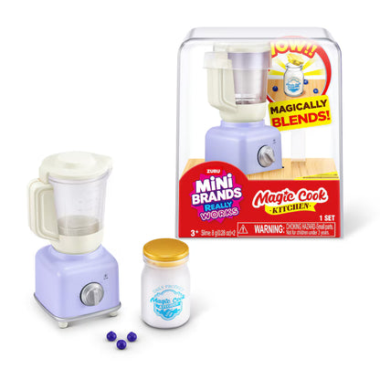 Mini Brands Magic Cook Kitchen Series 1 Blender by ZURU featuring miniature DIY smoothie slime ingredients.